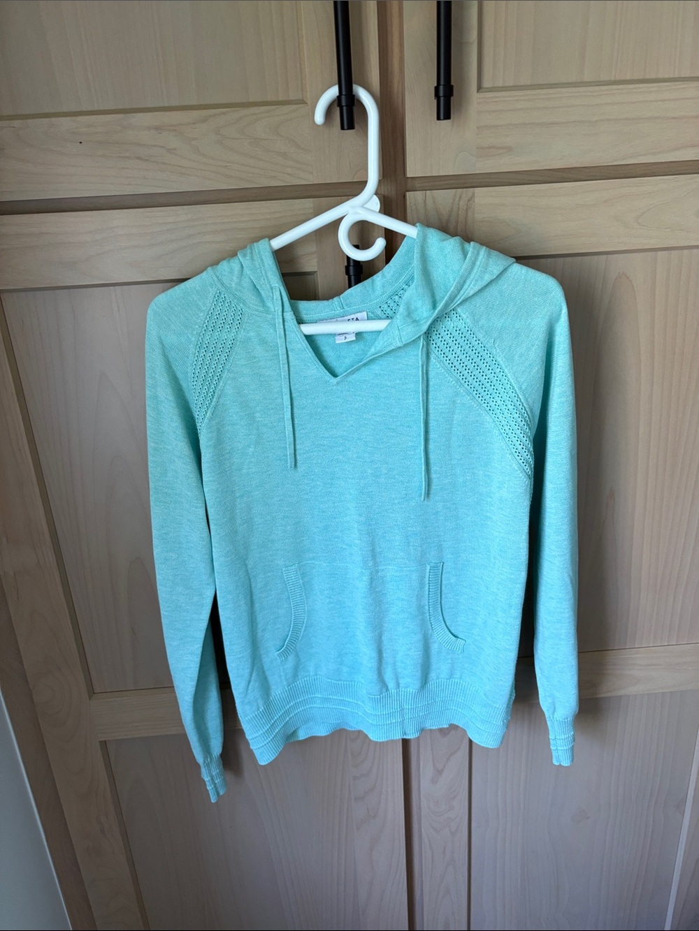 Athleta Light Teal Hooded Pullover Sweater